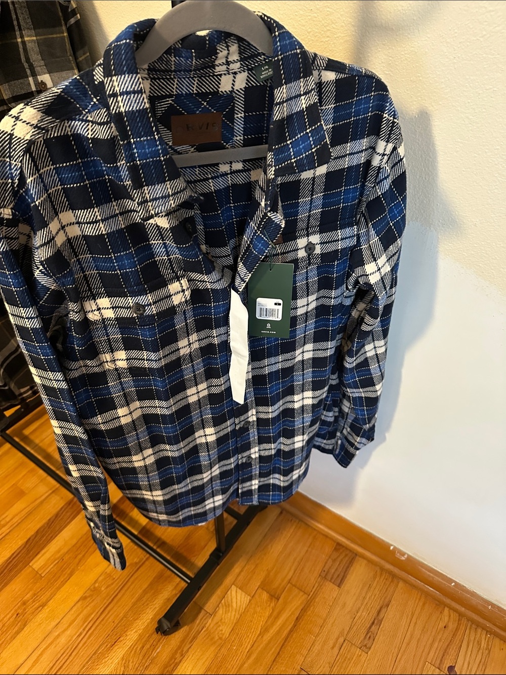 Orvis Blue and White Plaid Button-Down Shirt